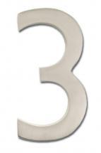 Architectural Solid Cast Brass 4" Floating House Number Satin Nickel "3"
