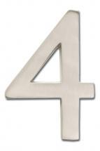 Architectural Solid Cast Brass 4" Floating House Number Satin Nickel "4"