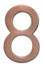 Architectural Solid Cast Brass 4" Floating House Number Antique Copper "8"