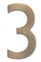 Architectural Solid Cast Brass 4" Floating House Number Antique Brass "3"