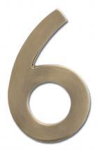 Architectural Solid Cast Brass 4" Floating House Number Antique Brass "6"
