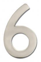 Architectural Solid Cast Brass 4" Floating House Number Satin Nickel "6"