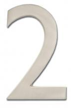 Architectural Solid Cast Brass 5" Floating House Number Satin Nickel "2"