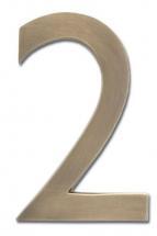 Architectural Solid Cast Brass 5" Floating House Number Antique Brass "2"