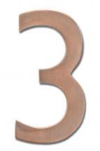 Architectural Solid Cast Brass 5" Floating House Number Antique Copper "3"