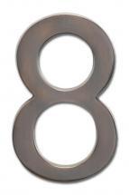 Architectural Solid Cast Brass 4" Floating House Number Dark Aged Copper "8"
