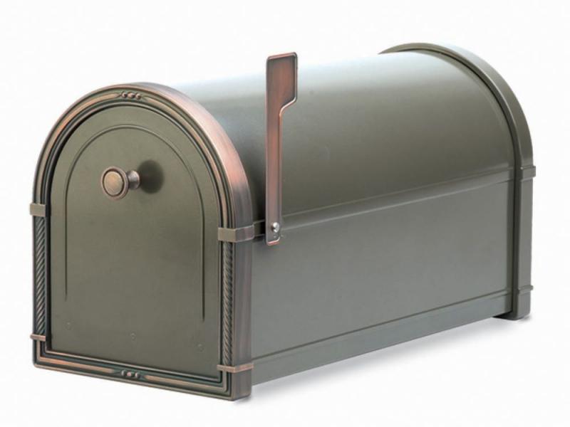 Architectural Bronze Coronado Post Mount Mailbox with Antique Copper Accents