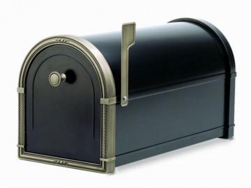 Architectural Black Coronado Post Mount Mailbox with Antique Bronze Accents