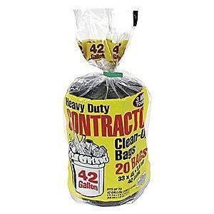 Tough Guy 42 gal. Contractor Trash Bags, Black, Coreless Roll of 20