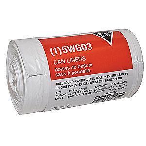 Tough Guy 10 gal. Extra Heavy Trash Bags, White, Coreless Roll of 50