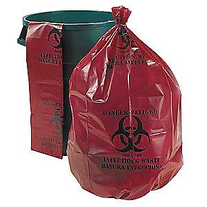 AbilityOne 33 gal. Red Trash Bags, Super Heavy Strength, Flat Pack, 100 PK