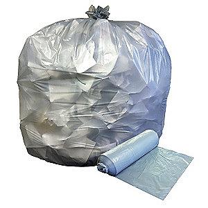 AbilityOne 60 gal. Extra Heavy Trash Bags, Clear, Flat Pack of 100