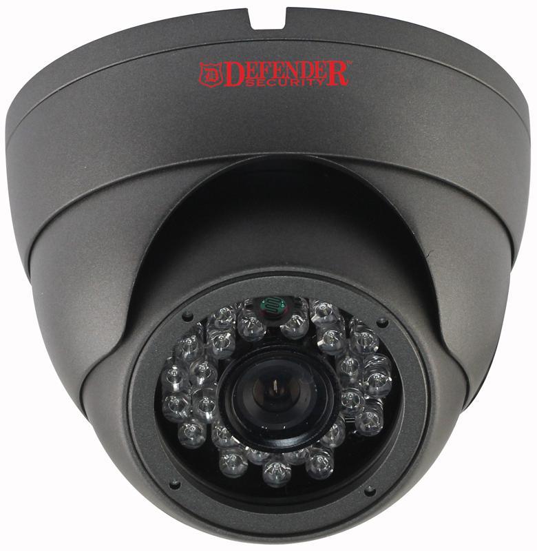 Defender Security 1200TVL 20m IR Day/Night Dome Camera, Black