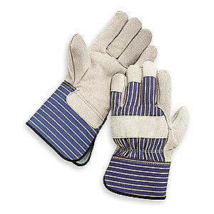 Condor Cowhide Leather Palm Gloves with Gauntlet Cuff, Gray, L
