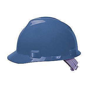 MSA Front Brim Hard Hat, 4 pt. Pinlock Susp., Blue, Hat Size: 6-1/2 to 8