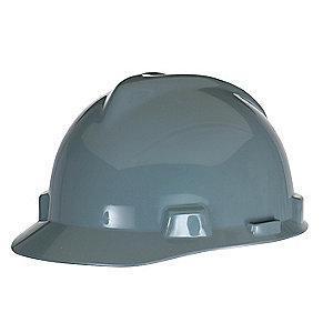 MSA Front Brim Hard Hat, 4 pt. Pinlock Susp., Gray, Hat Size: 6-1/2 to 8
