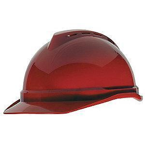 MSA Hard Hat, 4 pt. Ratchet Susp., Red, Hat Size: 6-1/2 to 8