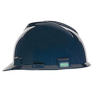 MSA Front Brim Hard Hat, 4 pt. Ratchet Susp., Dark Blue, Hat Size: 6-1/2 to 8