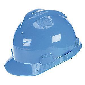 MSA Front Brim Hard Hat, 4 pt. Ratchet Susp., Blue, Hat Size: 6 to 7-1/8