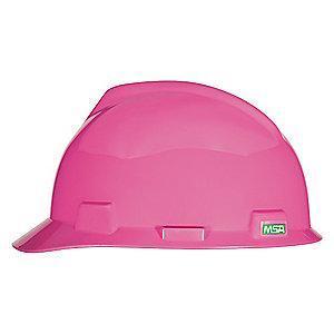 MSA Front Brim Hard Hat, 4 pt. Pinlock Susp., Hot Pink, Hat Size: 6-5/8 to 7-3/4