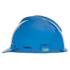 MSA Front Brim Hard Hat, 4 pt. Pinlock Susp., Blue, Hat Size: 6 to 7-1/8