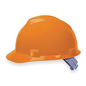 MSA Front Brim Hard Hat, 4 pt. Pinlock Susp., Orange, Hat Size: 6-1/2 to 8