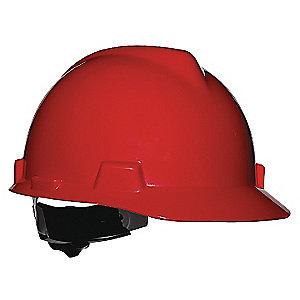 MSA Front Brim Hard Hat, 4 pt. Ratchet Susp., Red, Hat Size: 6-1/2 to 8