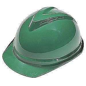 MSA Front Brim Hard Hat, 6 pt. Ratchet Susp., Green, Hat Size: 6-1/2 to 8