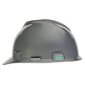 MSA Front Brim Hard Hat, 4 pt. Pinlock Susp., Silver, Hat Size: 6-1/2 to 8
