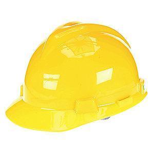 MSA Front Brim Hard Hat, 4 pt. Pinlock Susp., Yellow, Hat Size: 6-1/2 to 8