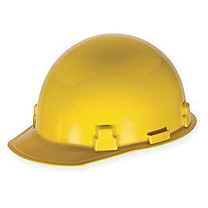 MSA Hard Hat, 4 pt. Ratchet Susp., Yellow, Hat Size: 6-1/2 to 8