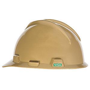 MSA Front Brim Hard Hat, 4 pt. Pinlock Susp., Gold, Hat Size: One Size Fits Most