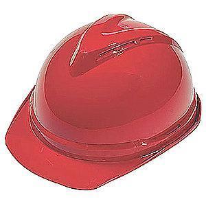 MSA Front Brim Hard Hat, 6 pt. Ratchet Susp., Red, Hat Size: 6-1/2 to 8