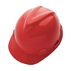 MSA Front Brim Hard Hat, 4 pt. Ratchet Susp., Red, Hat Size: 6-5/8 to 7-3/4