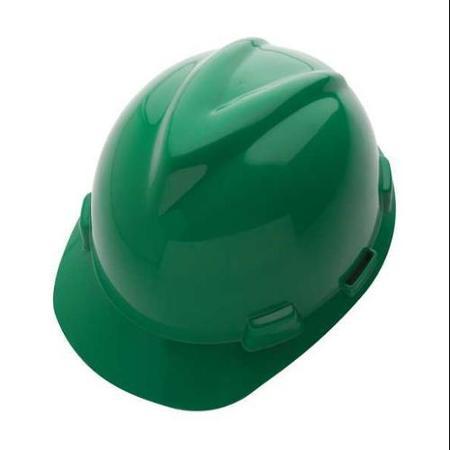 MSA Front Brim Hard Hat, 4 pt. Ratchet Susp., Green, Hat Size: 6-5/8 to 7-3/4