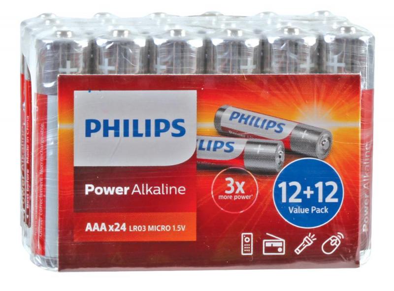 Philips Power Alkaline AAA Batteries 24 Pack