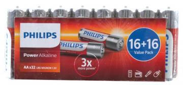 Philips Power Alkaline AA Batteries 32 Pack