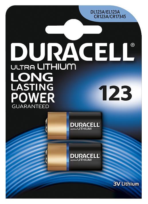 Duracell Ultra 3V Lithium 123 Camera Batteries, 2 Pack