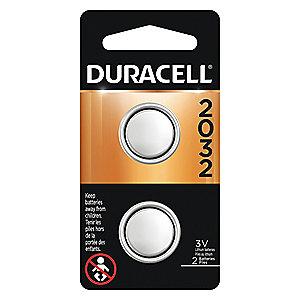Duracell Lithium Coin Cell, Voltage 3, Battery Size 2032, 2 PK