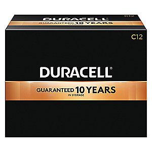 Duracell C Standard Battery, Duracell CopperTop, Alkaline, PK12