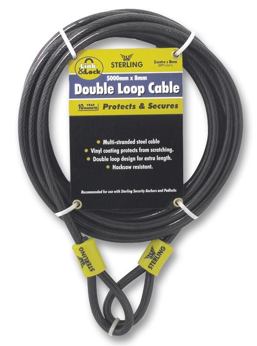 Sterling 8mm x 0.5m Double Loop Security Cable