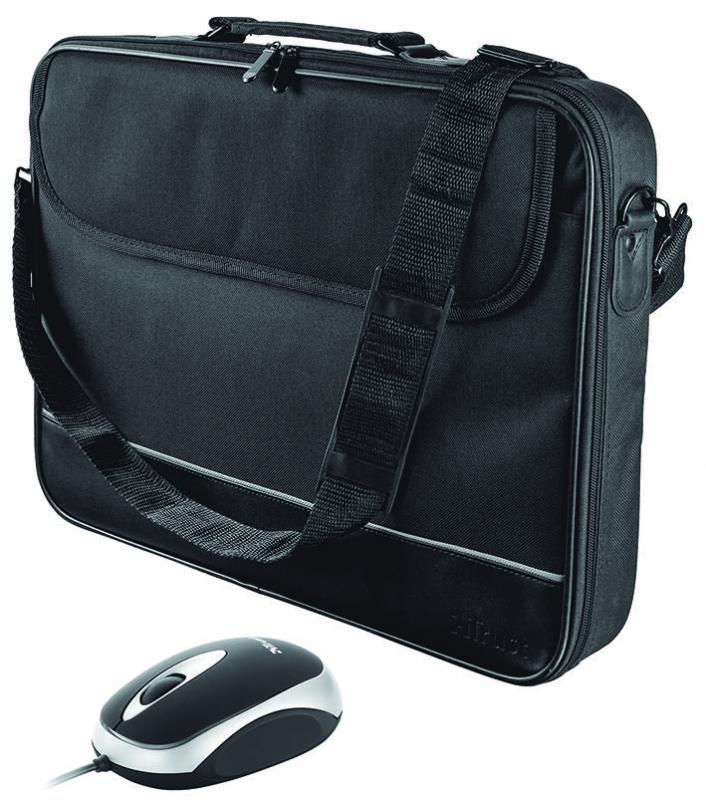 Trust 15-16" Laptop Bag with Retractable Mouse, Black