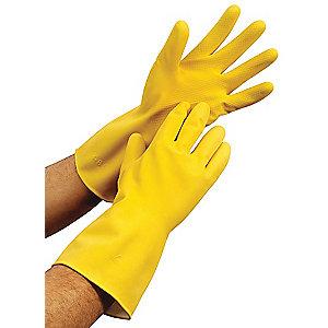 Condor Chemical Resistant Gloves, Flock Lining, Yellow, PR 1