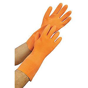 Condor Chemical Resistant Gloves, Flock Lining, Orange, PR 1