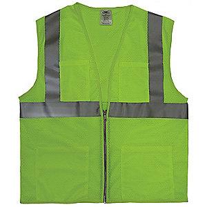 Condor Yellow/Green with Silver Stripe High Visibility Vest, Zipper, M