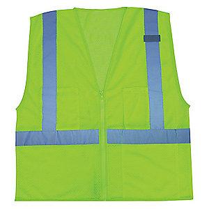 Condor Yellow/Green with Silver Stripe High Visibility Vest, Zipper, L