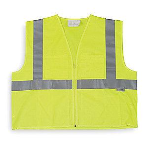 Condor Yellow/Green with Silver Stripe High Visibility Vest, Zipper, 4XL