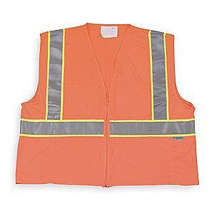 Condor Orange/Red with Silver Stripe High Visibility Vest, Zipper, M