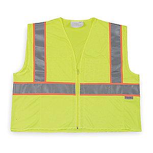 Condor Yellow/Green with Orange/Silver Stripe High Visibility Vest, Zipper, L