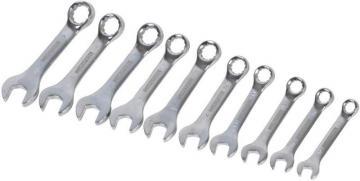 Duratool Polished Chrome Offset Stubby Combination Spanner Set - 10 Piece